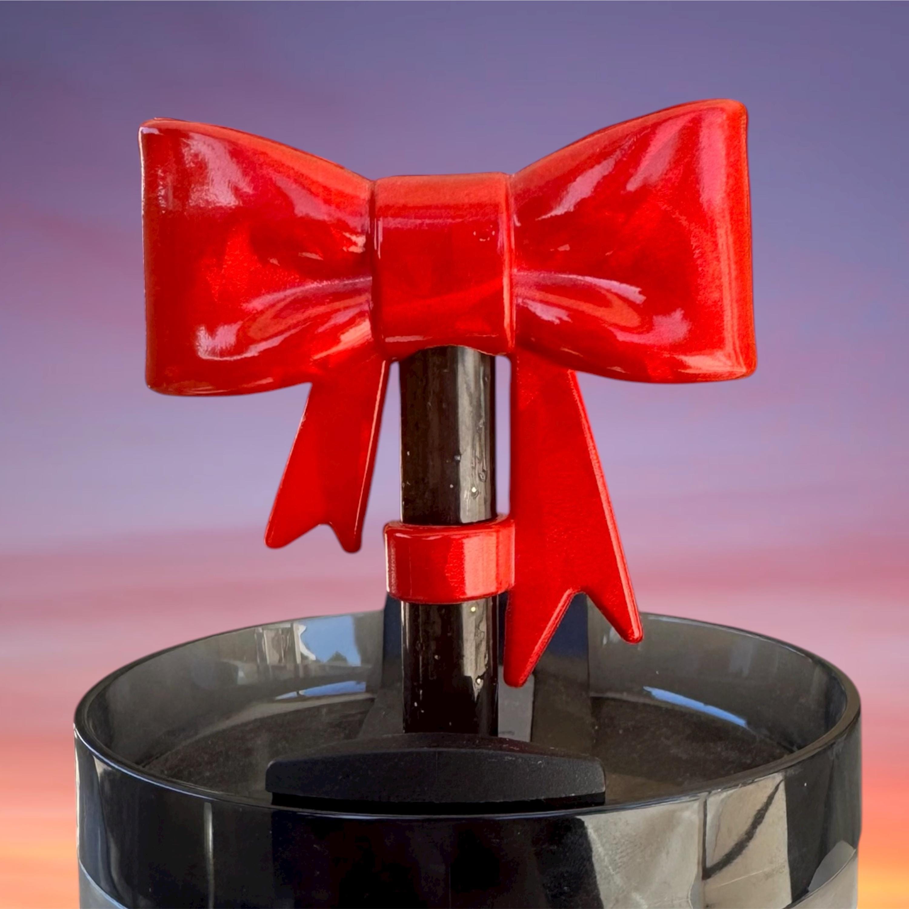 Big Bow Straw Topper, Holographic Red