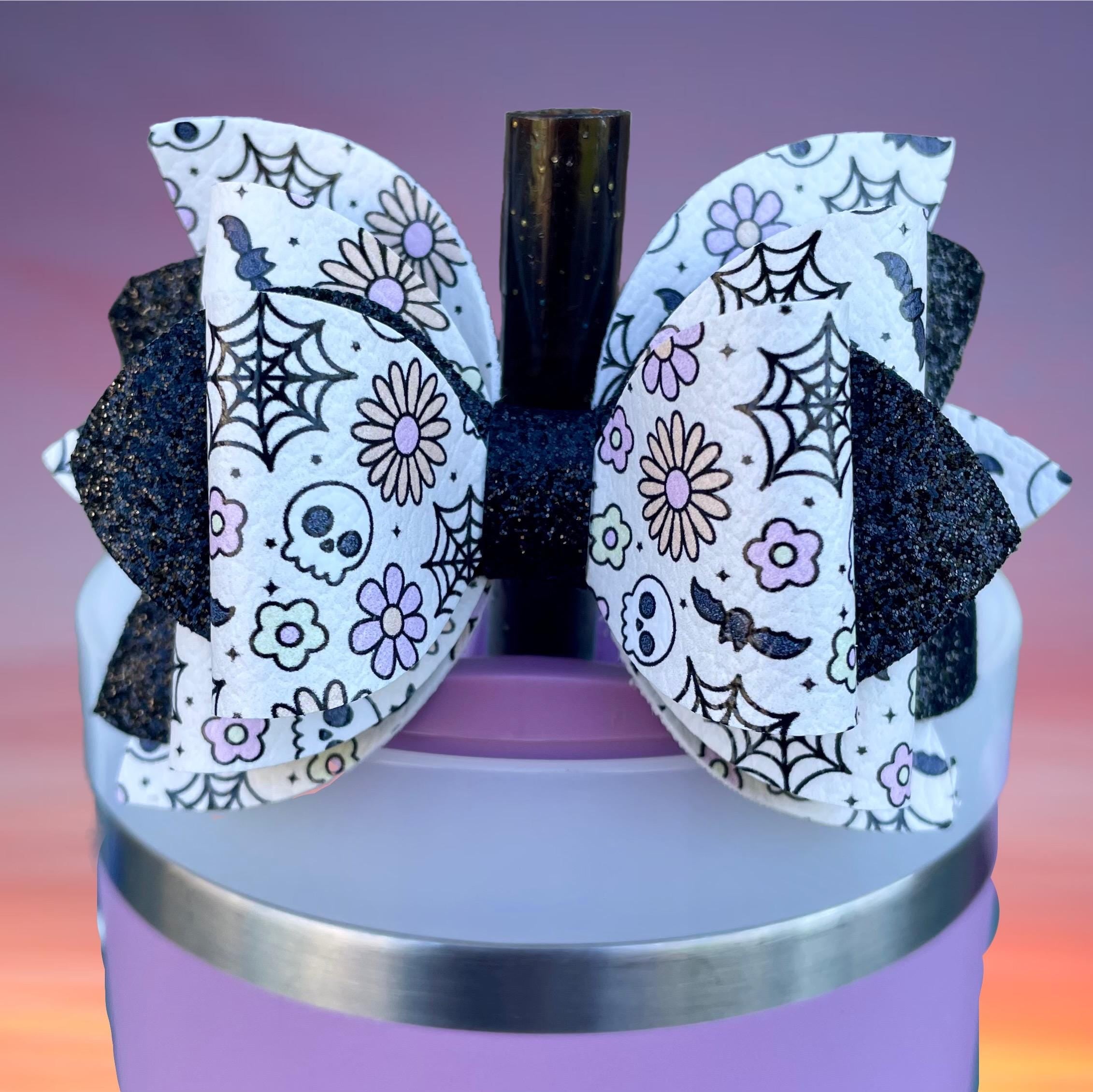 Leather Bow, Cute Retro Halloween and Black Glitter