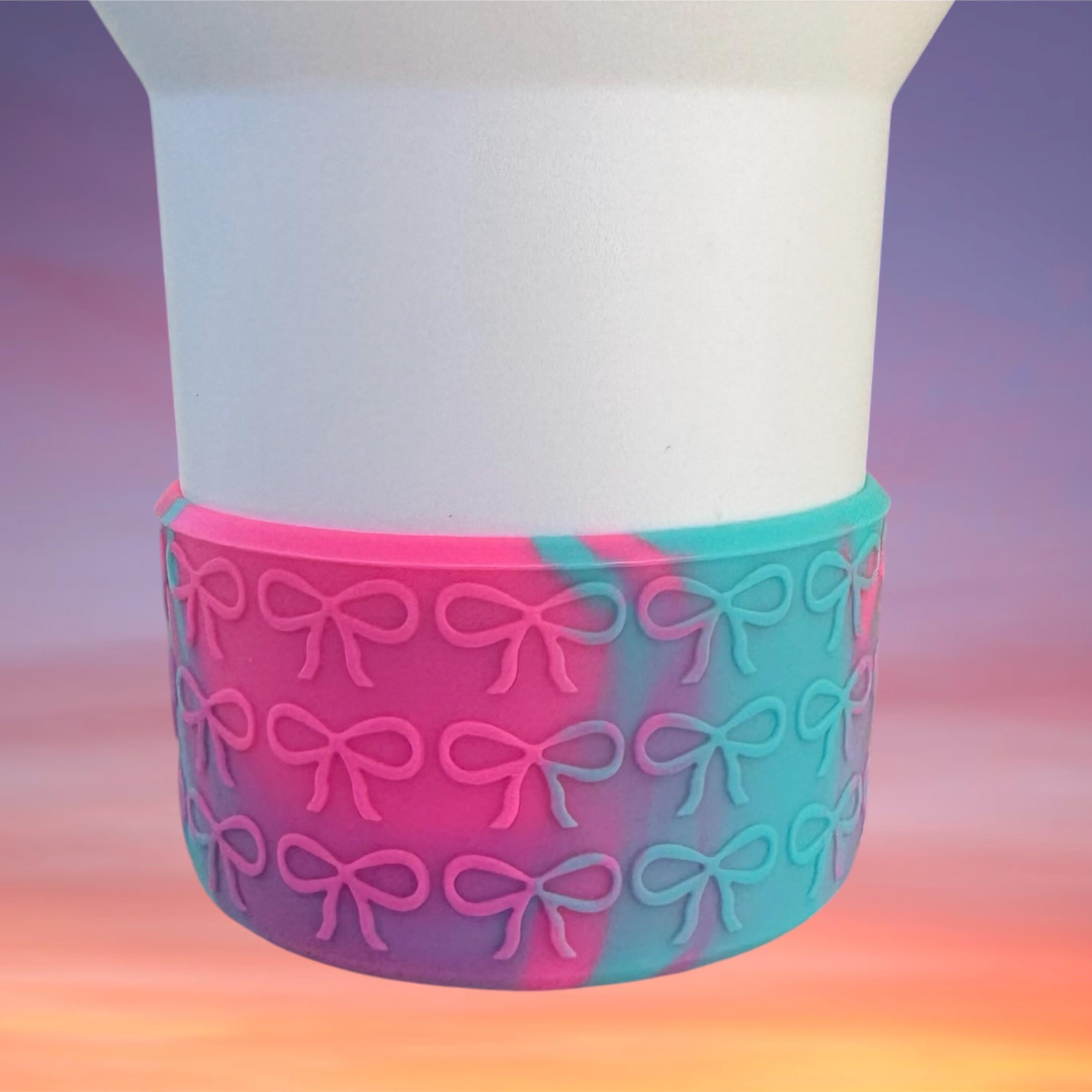 Pink and Teal Swirl 3D Bows Tumbler Boot