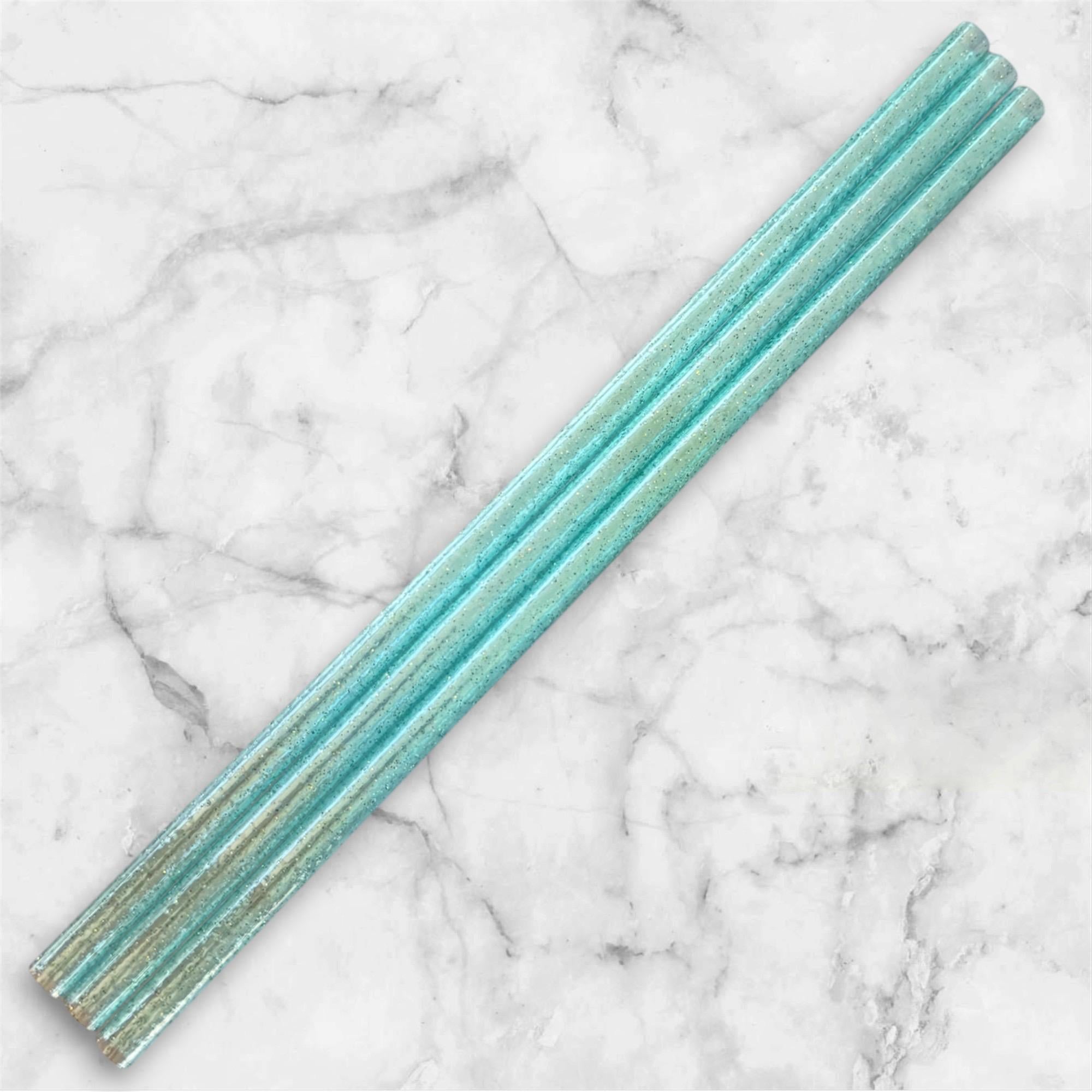 Light Blue Glitter Tumbler Straw