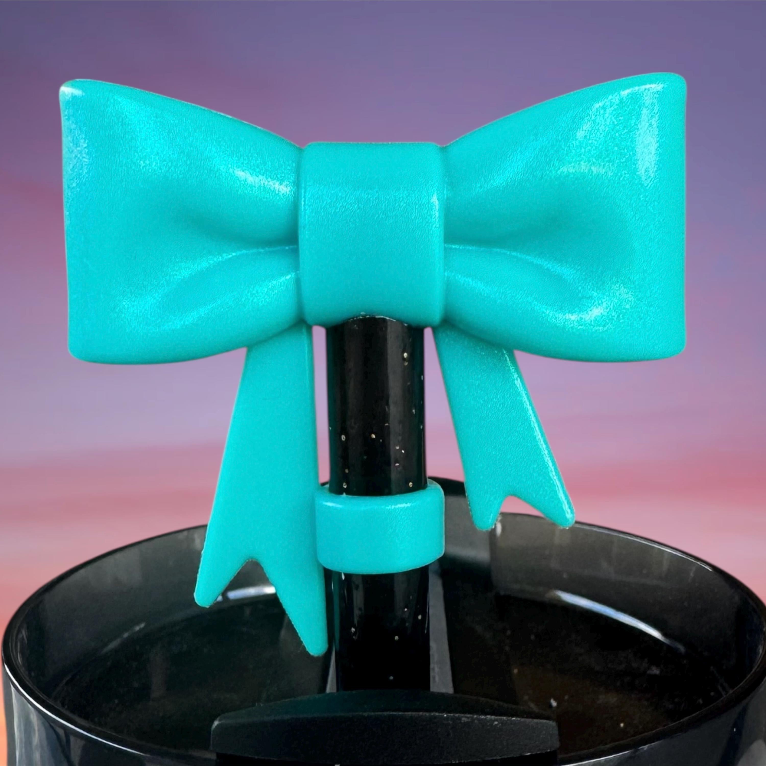 Big Bow Straw Topper, Opal Teal Shimmer