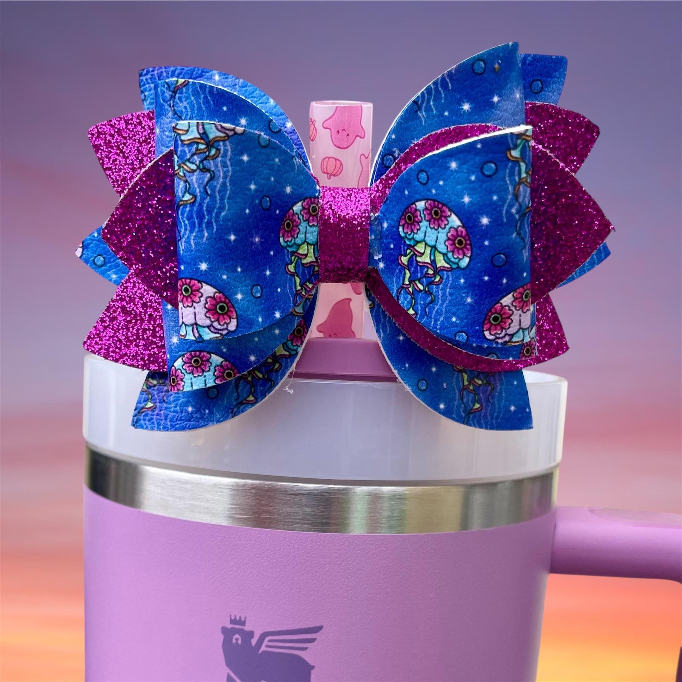 Leather Bow, Jellyfish and Pink Glitter