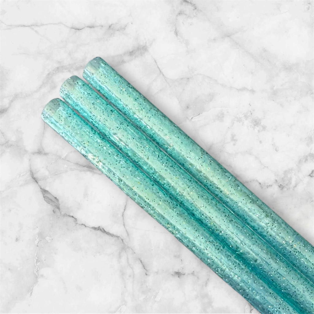 Light Blue Glitter Tumbler Straw