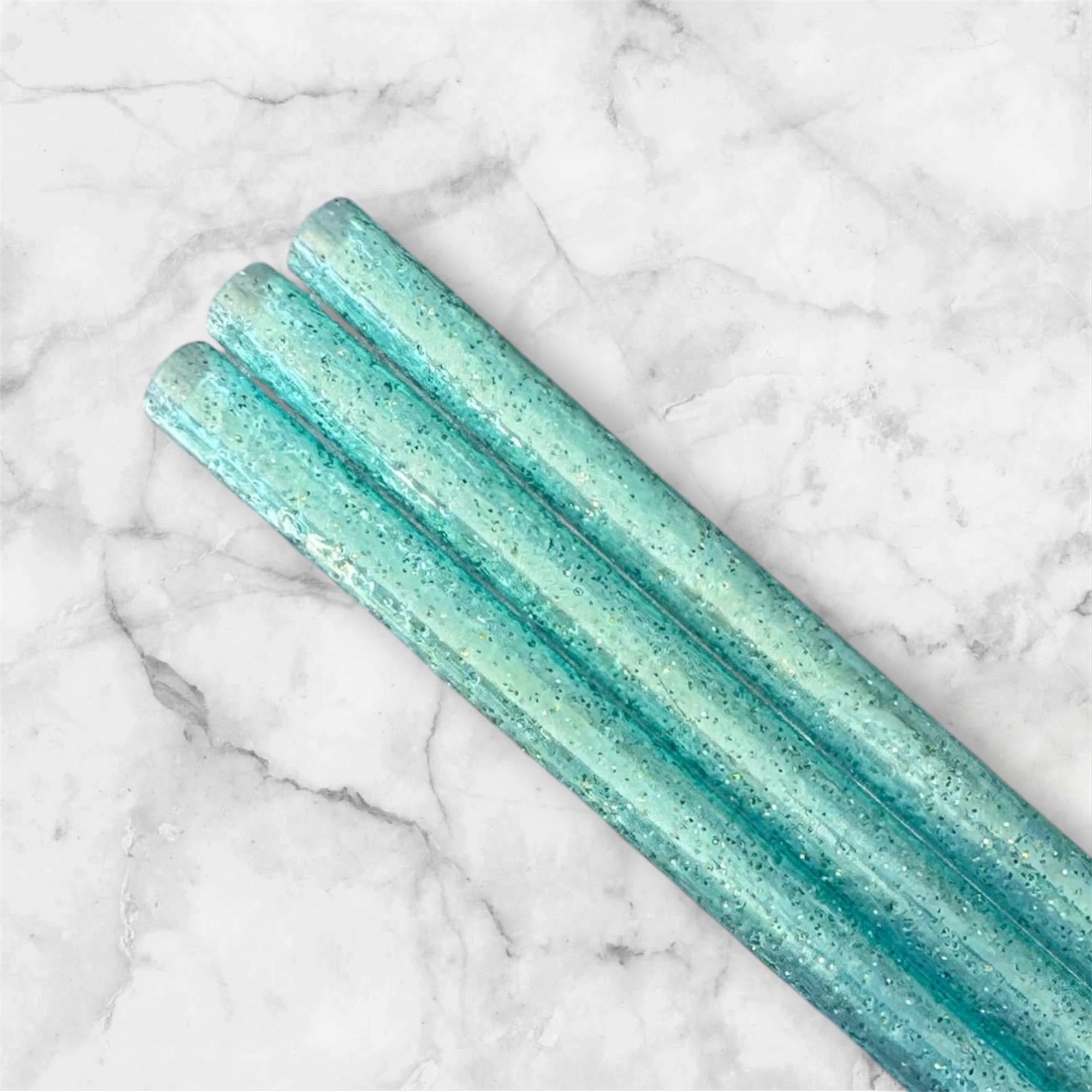 Light Blue Glitter Tumbler Straw