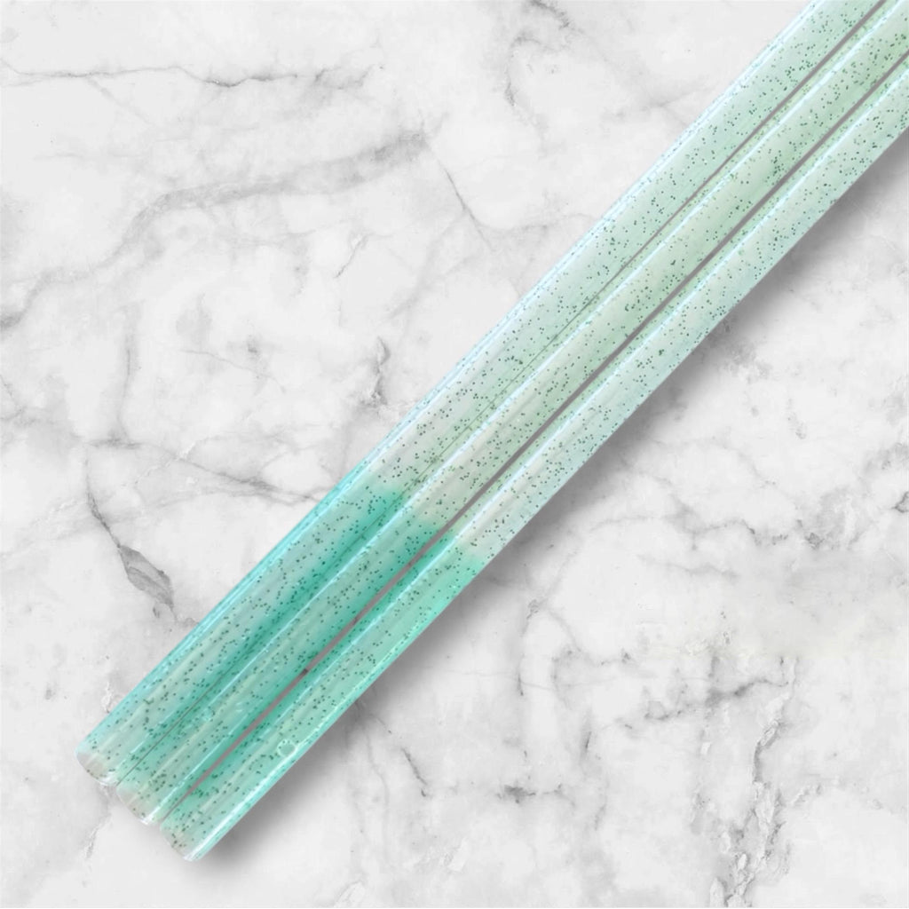 Teal Green Glitter Tumbler Straw, Color Changing