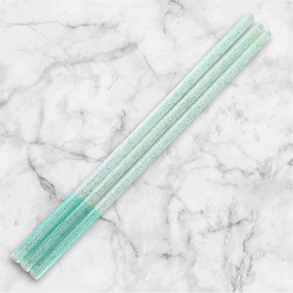 Teal Green Glitter Tumbler Straw, Color Changing