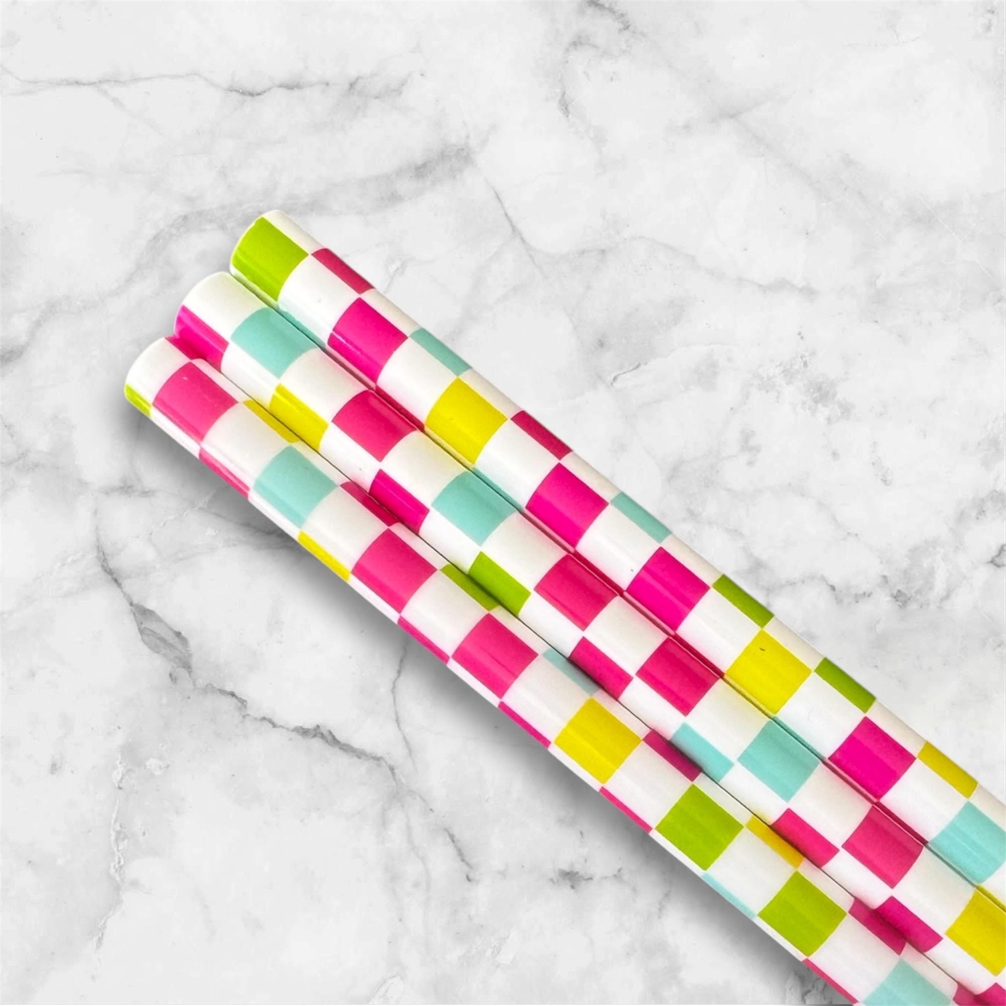 Neon Checkers Tumbler Straw