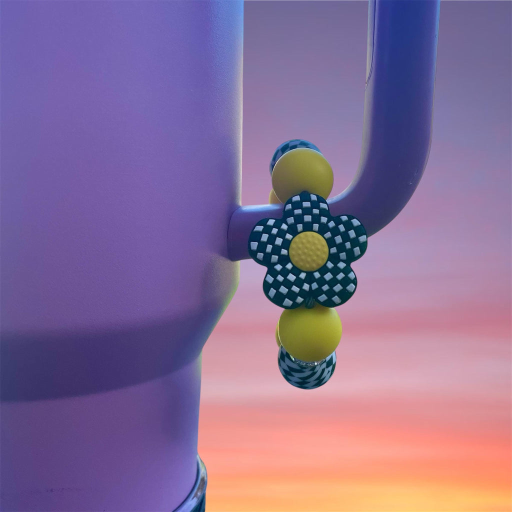 Handle Charm, Checker Flower, Yellow