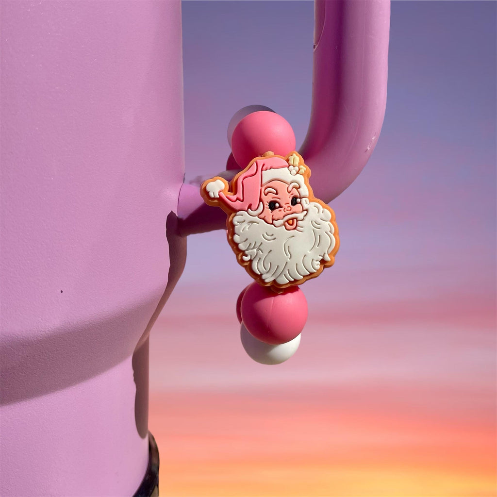Handle Charm, Pink Christmas Santa