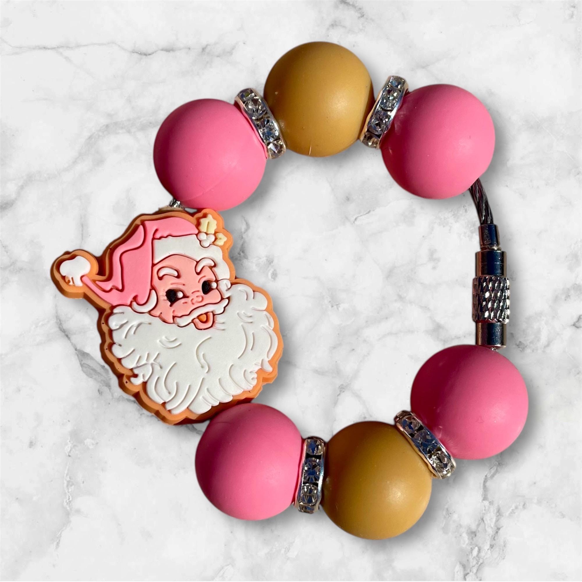 Handle Charm, Pink Christmas Santa