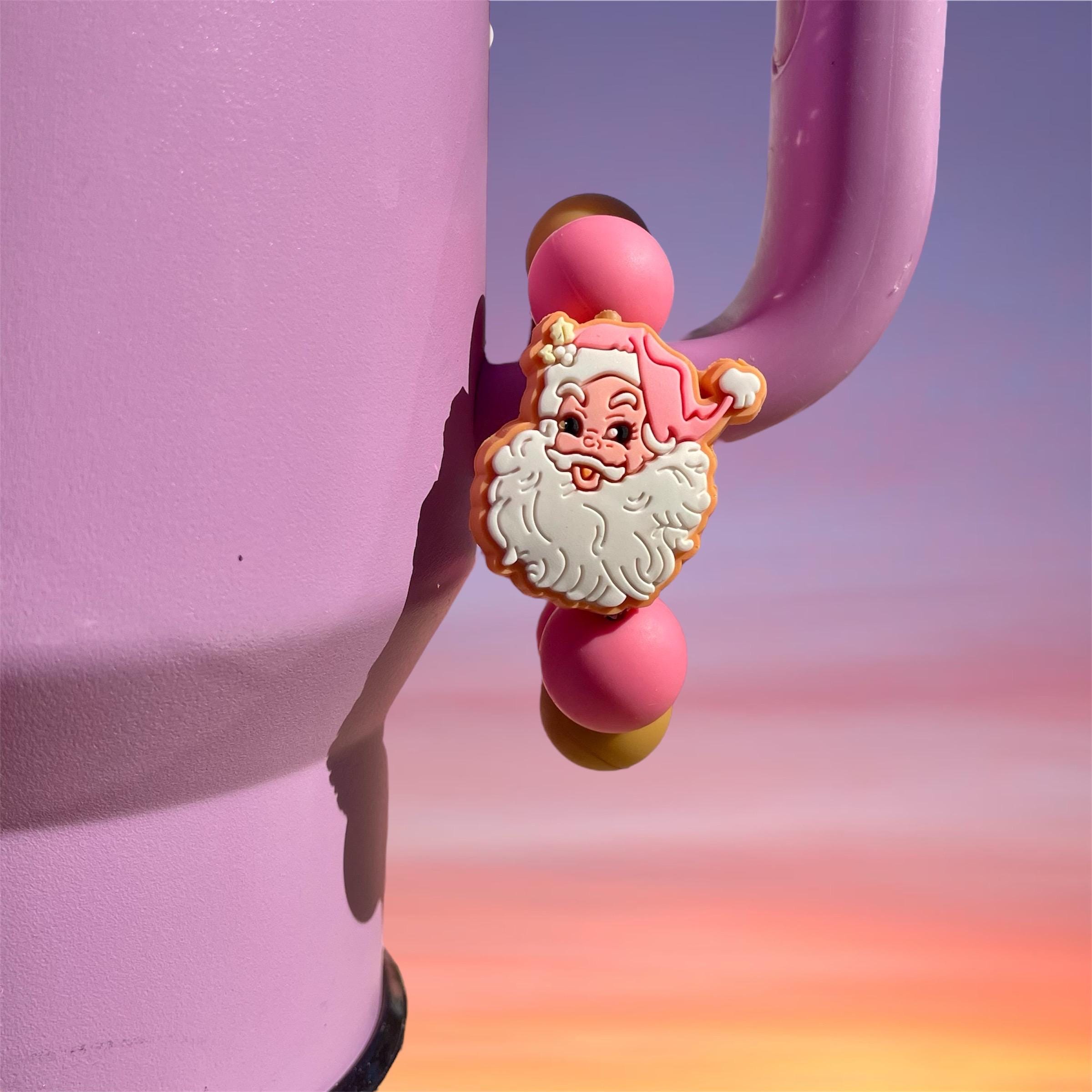 Handle Charm, Pink Christmas Santa