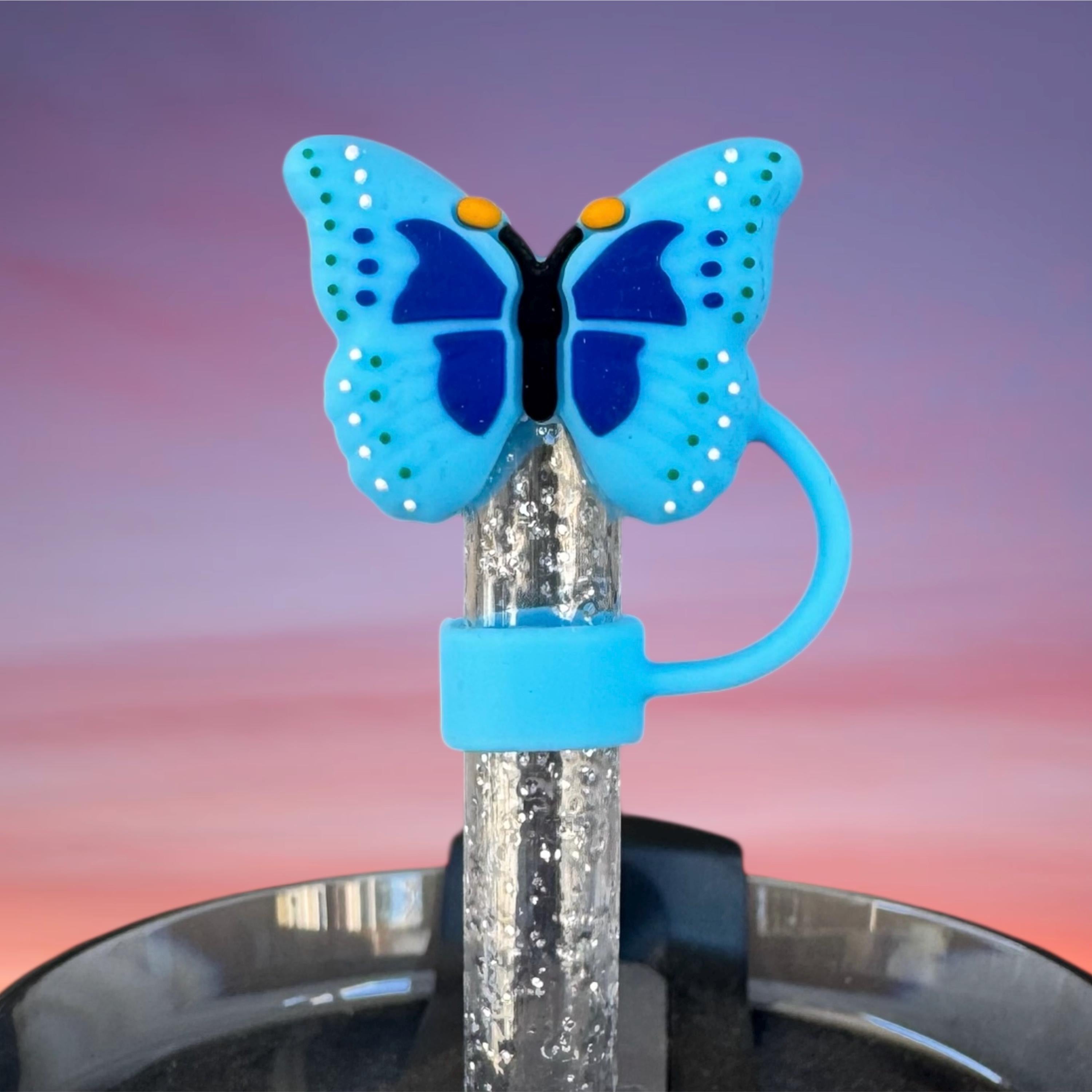 Blue Butterfly Straw Topper