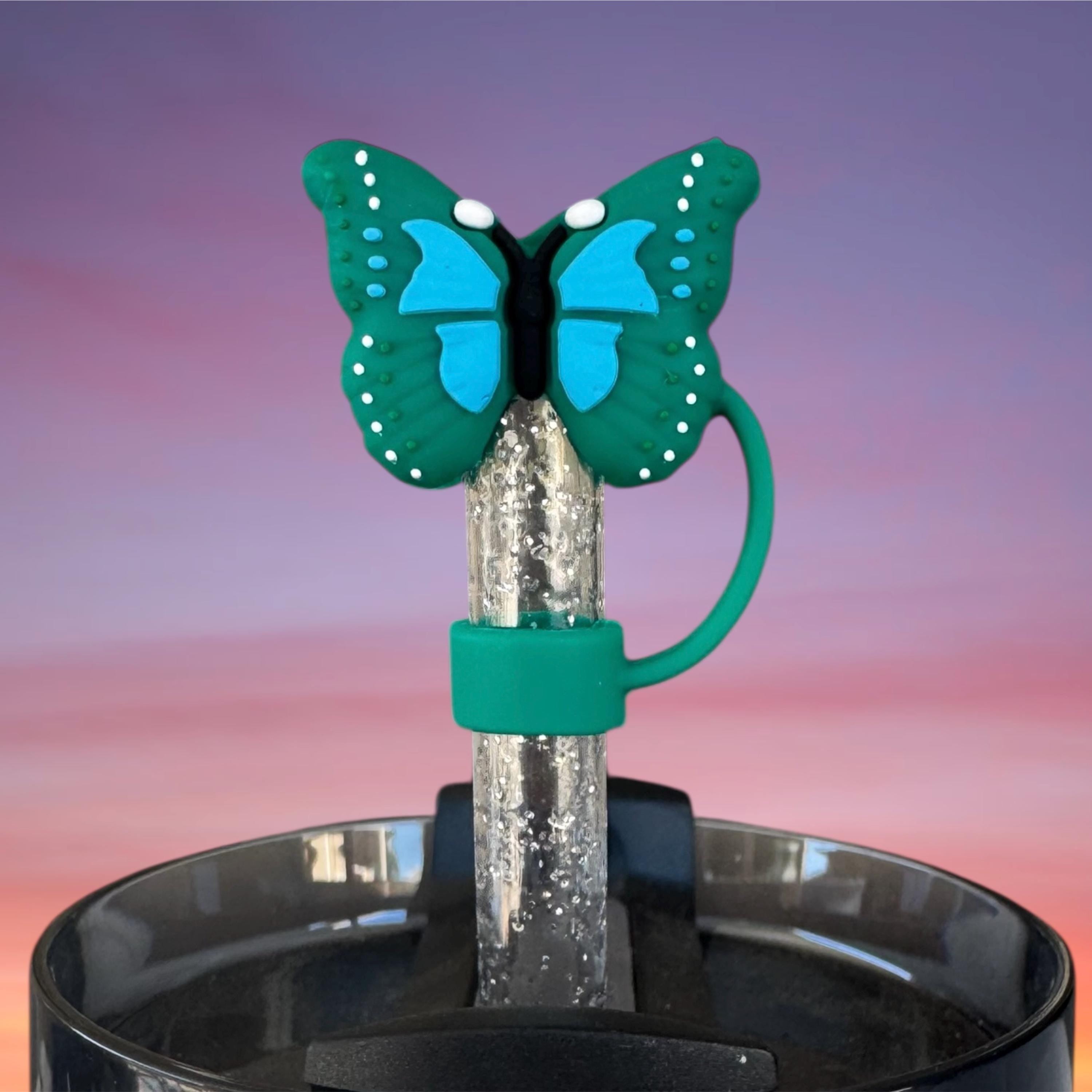 Green Butterfly Straw Topper