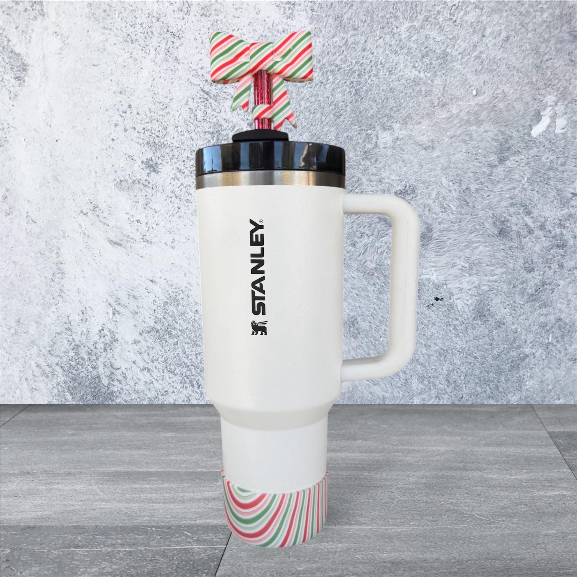 Big Bow Straw Topper, Christmas Stripes