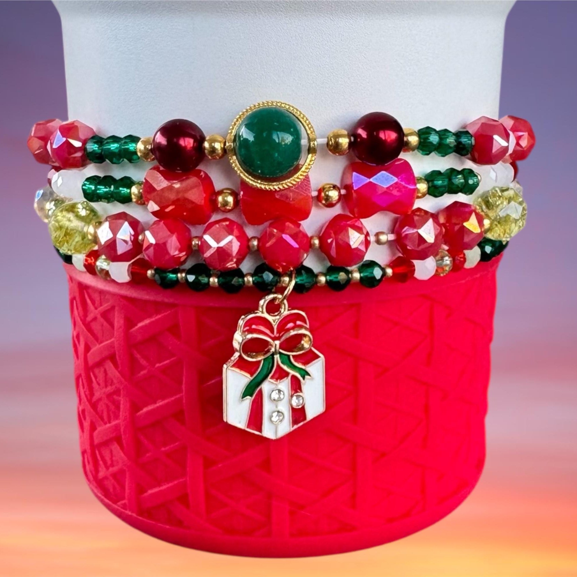 Tumbler Bracelet Stack, Christmas