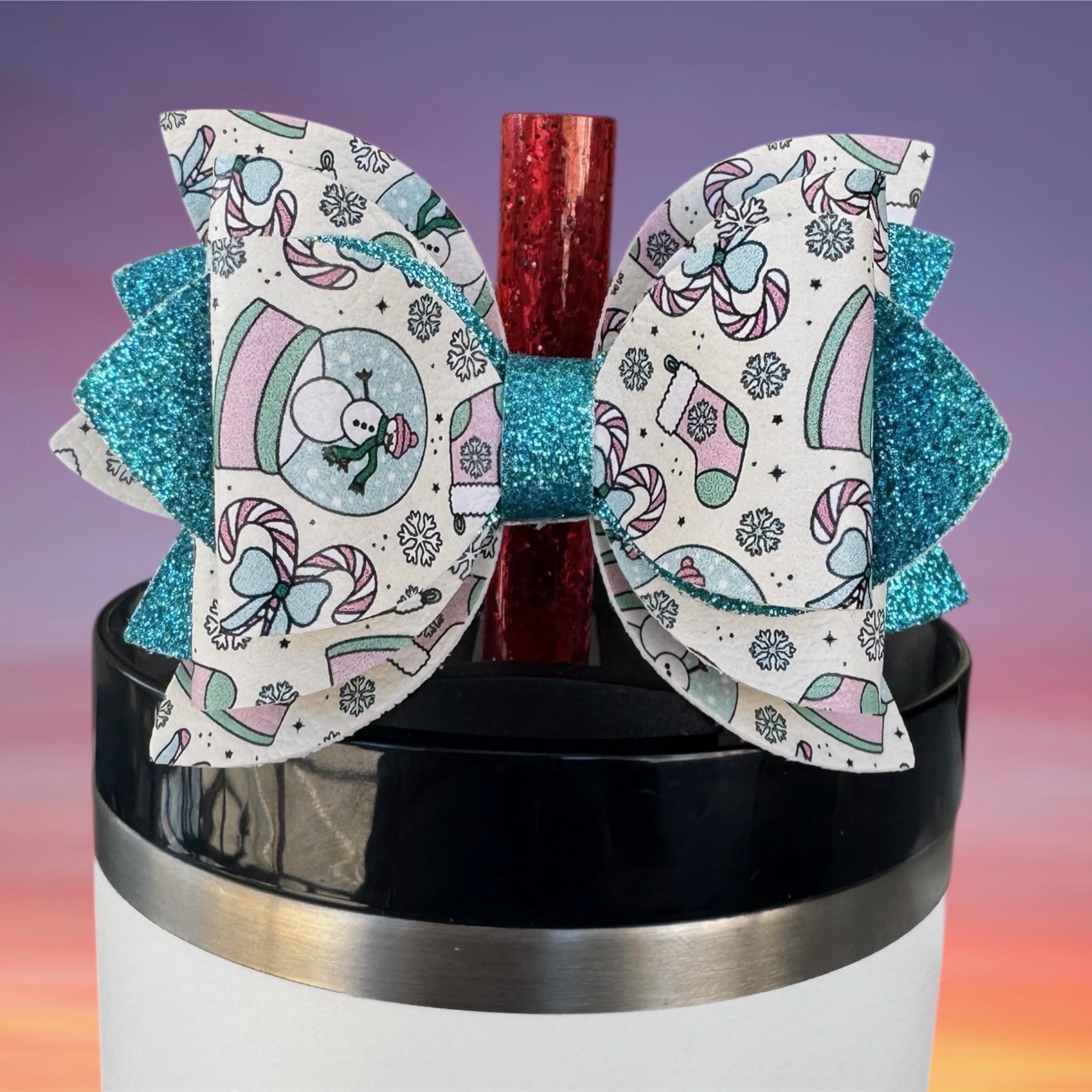 Leather Bow, Snow Globe Christmas and Teal Blue Glitter