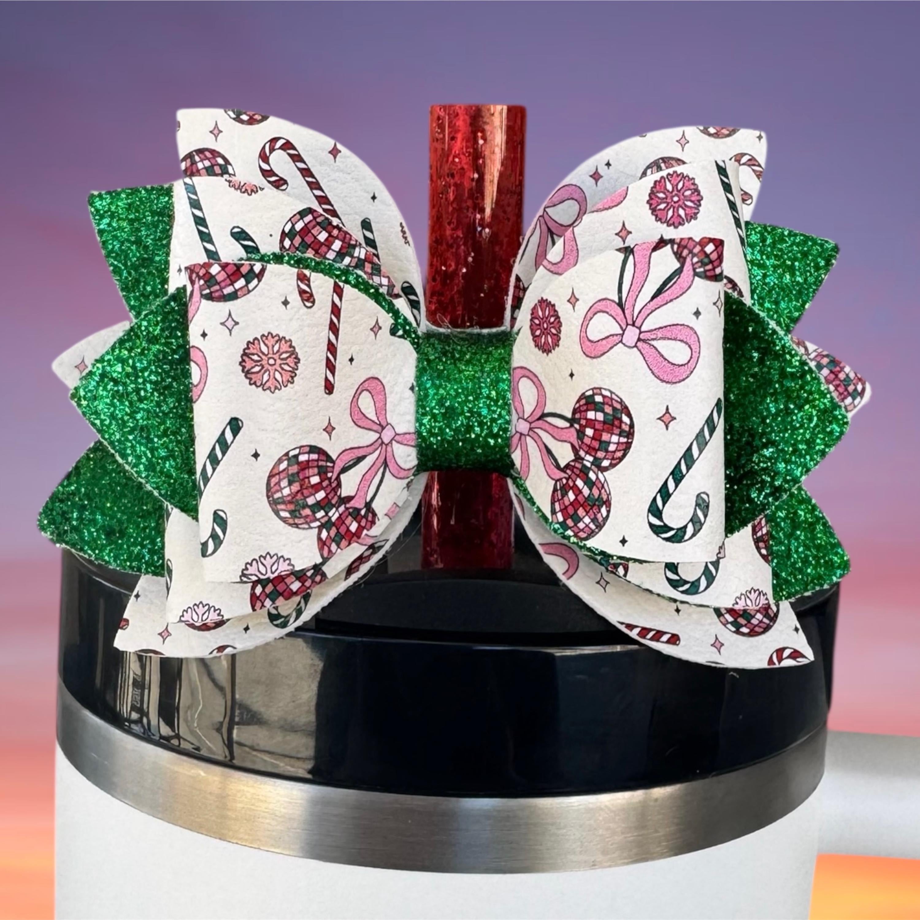 Leather Bow, Retro Christmas and Green Glitter
