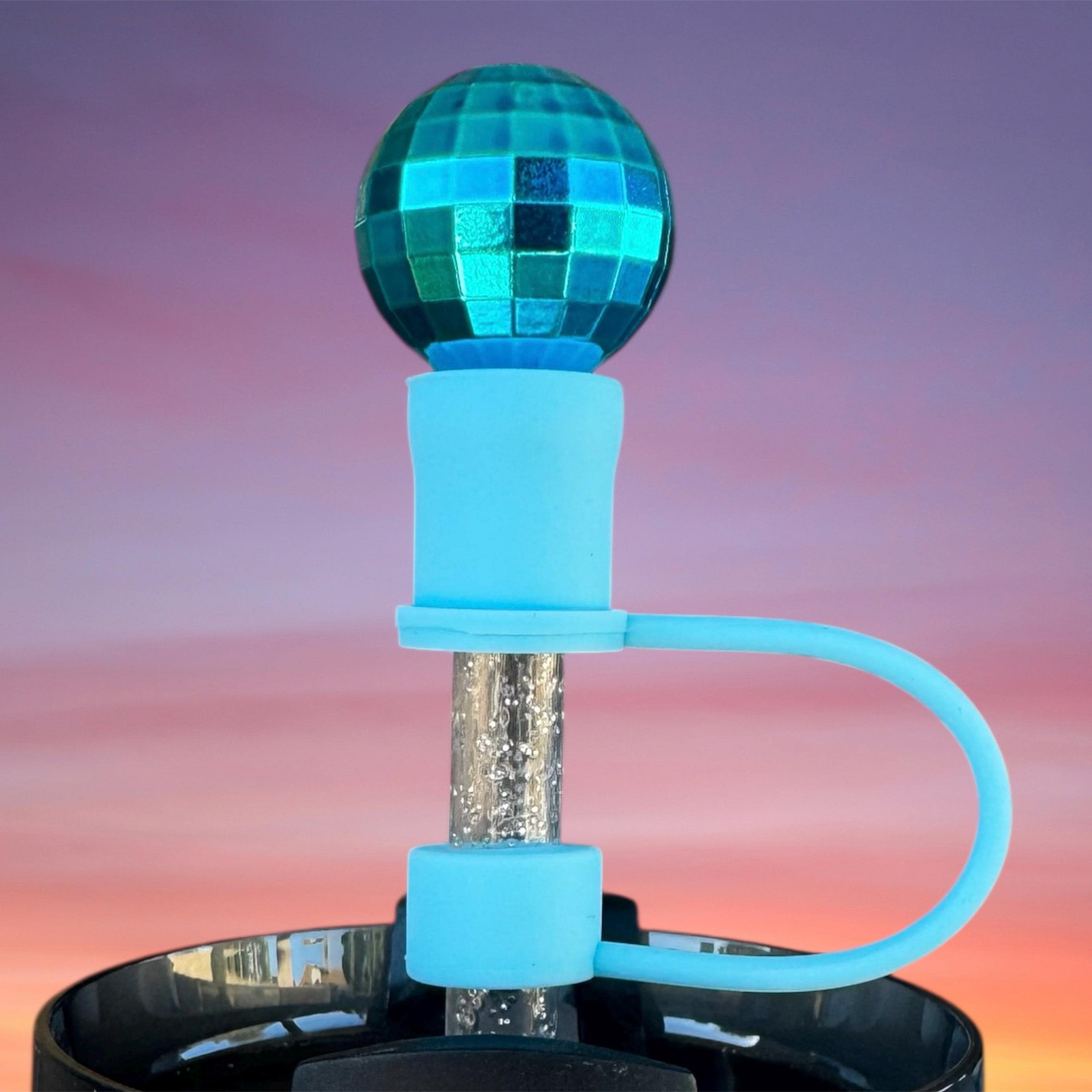 Straw Topper, Blue Disco Ball