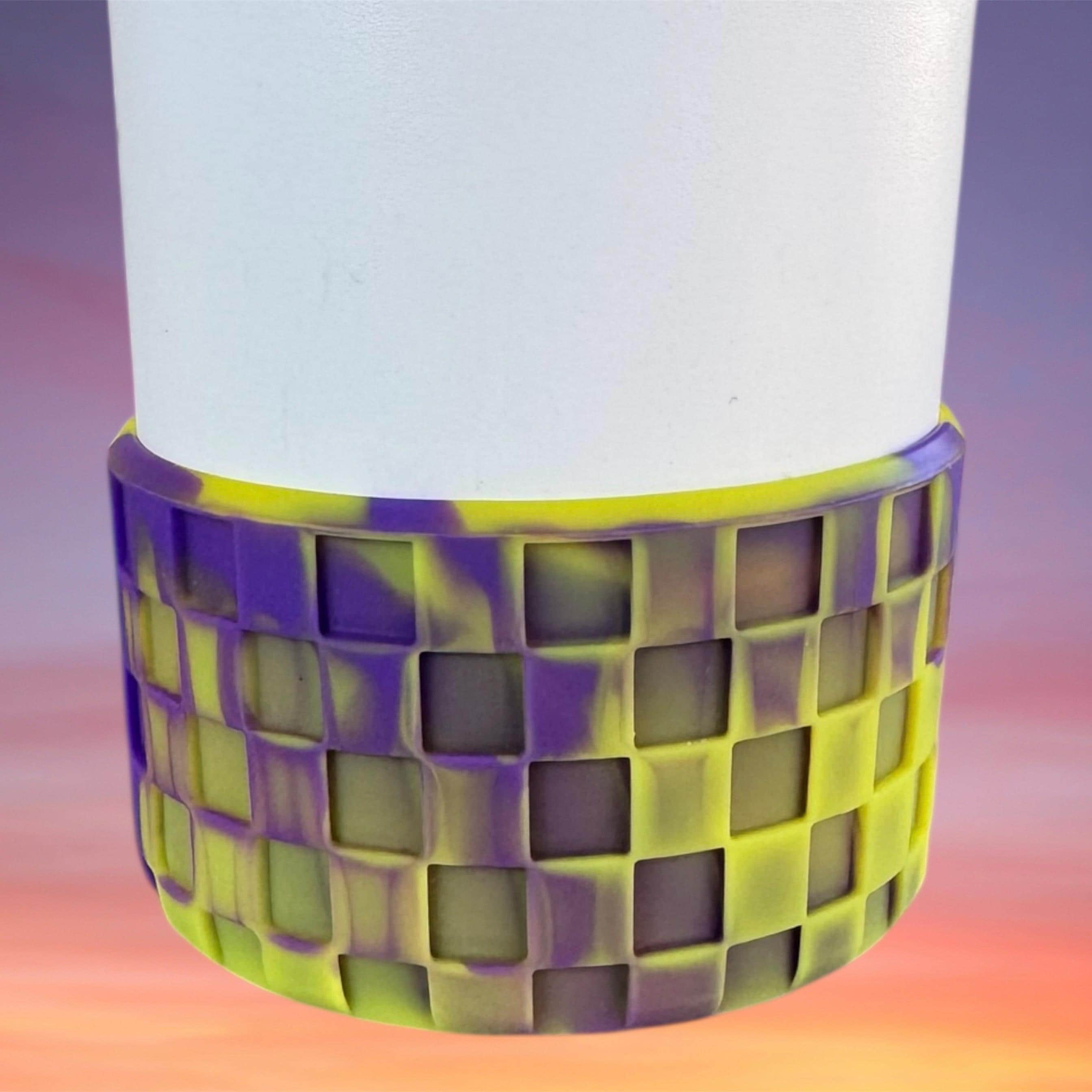 3D Checkers Tumbler Boot, Purple and Yellow Swirl