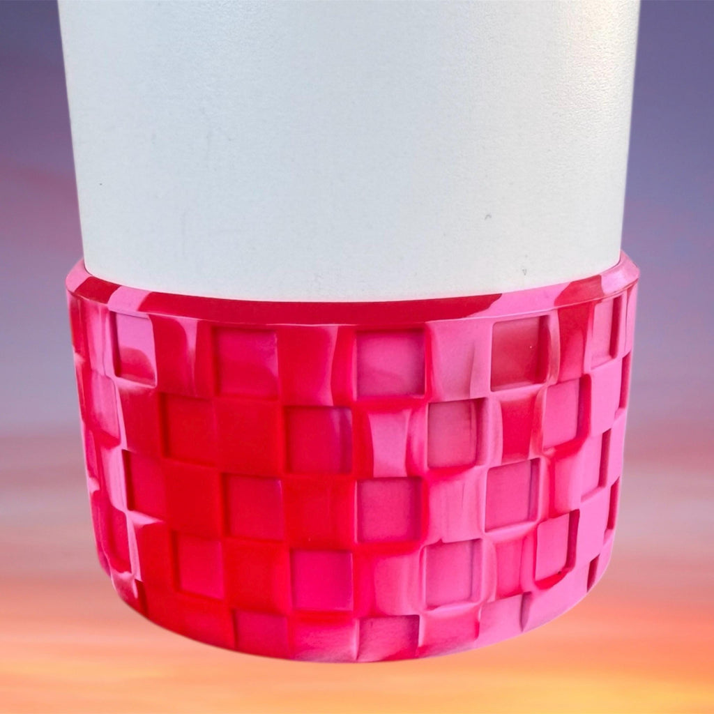 3D Checkers Tumbler Boot, Pink and Red Swirl