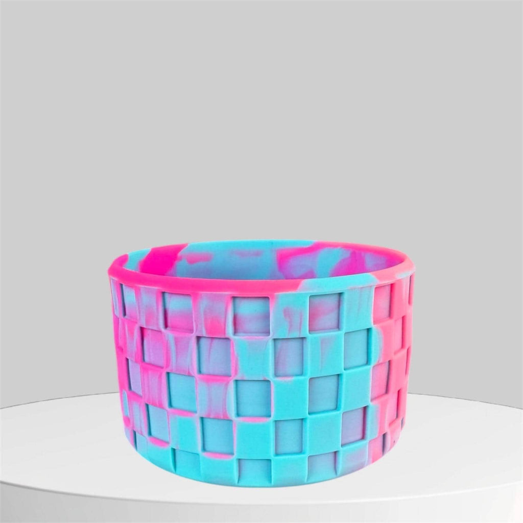 3D Checkers Tumbler Boot, Hot Pink and Blue Swirl