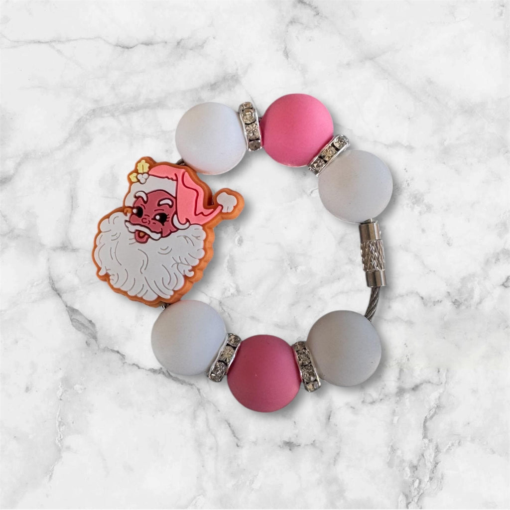 Handle Charm, Pink Christmas Santa