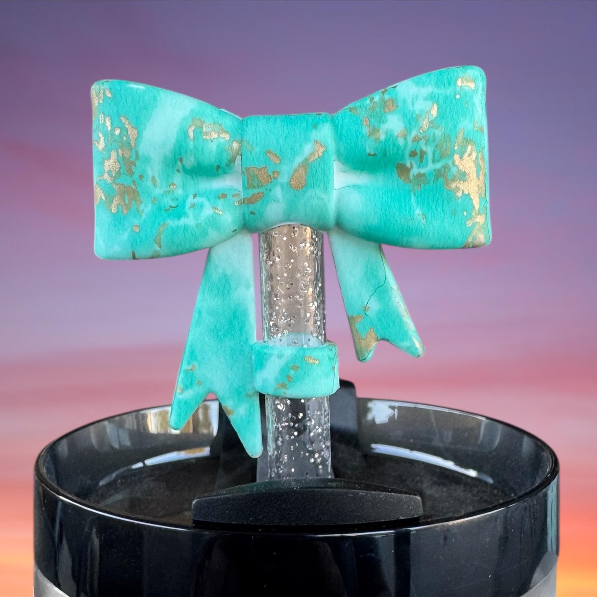 Big Bow Straw Topper, Turquoise Gold Western