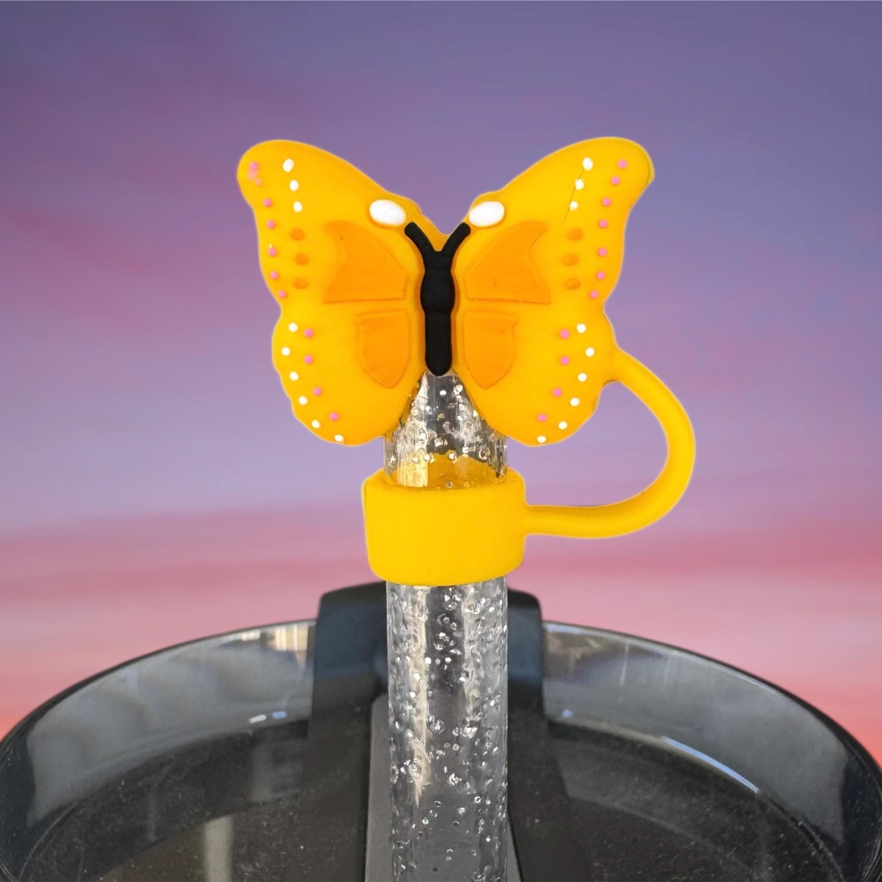 Yellow Butterfly Straw Topper