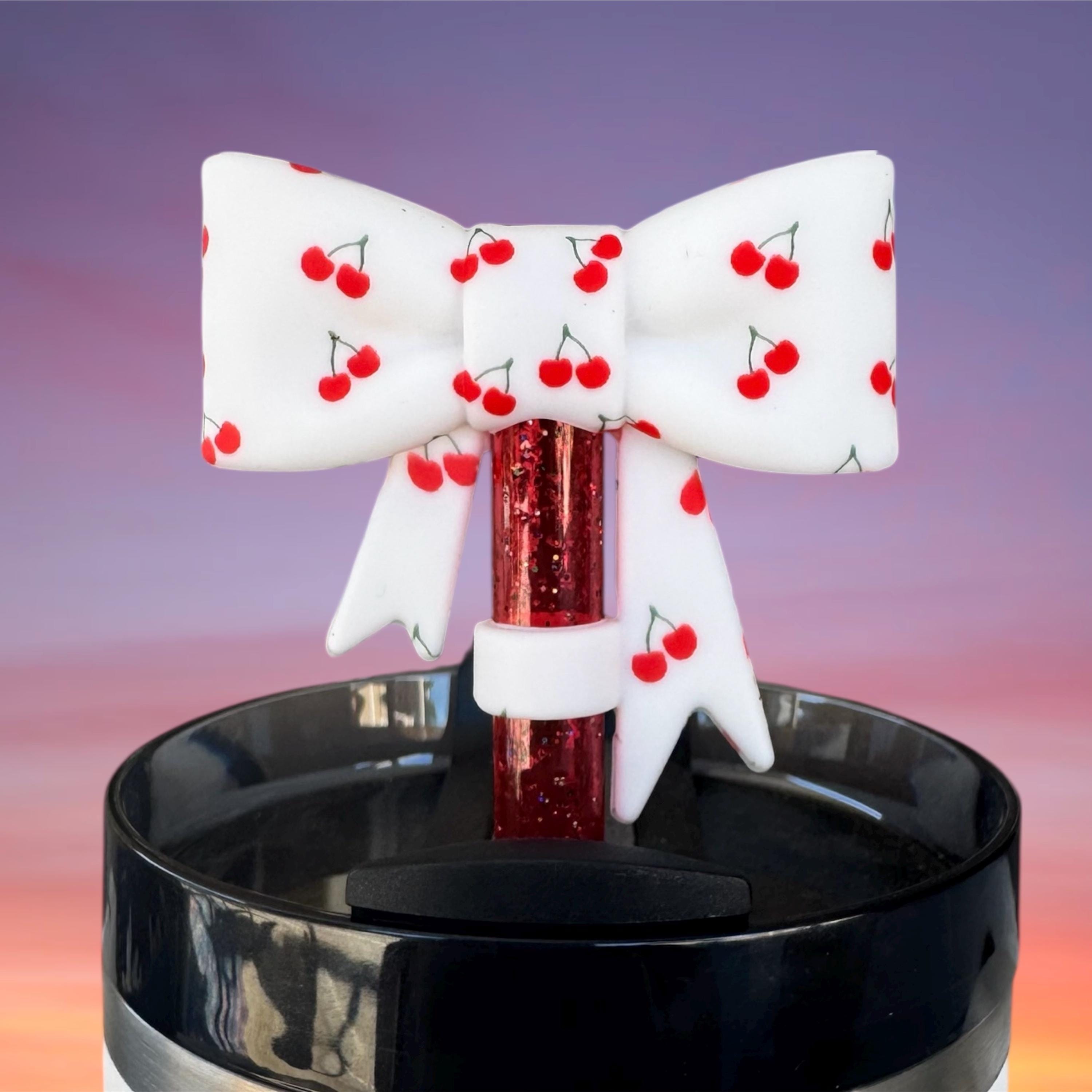 Big Bow Straw Topper, Cherries