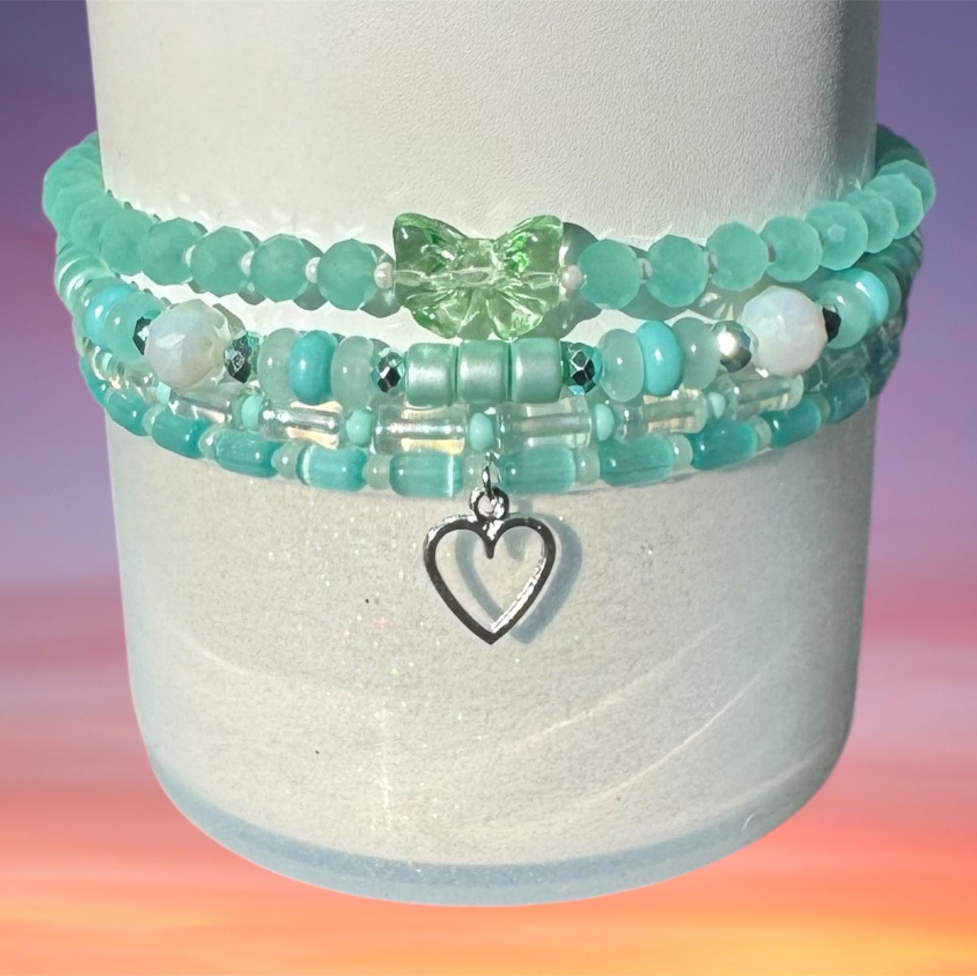 Tumbler Bracelet Stack, Turquoise