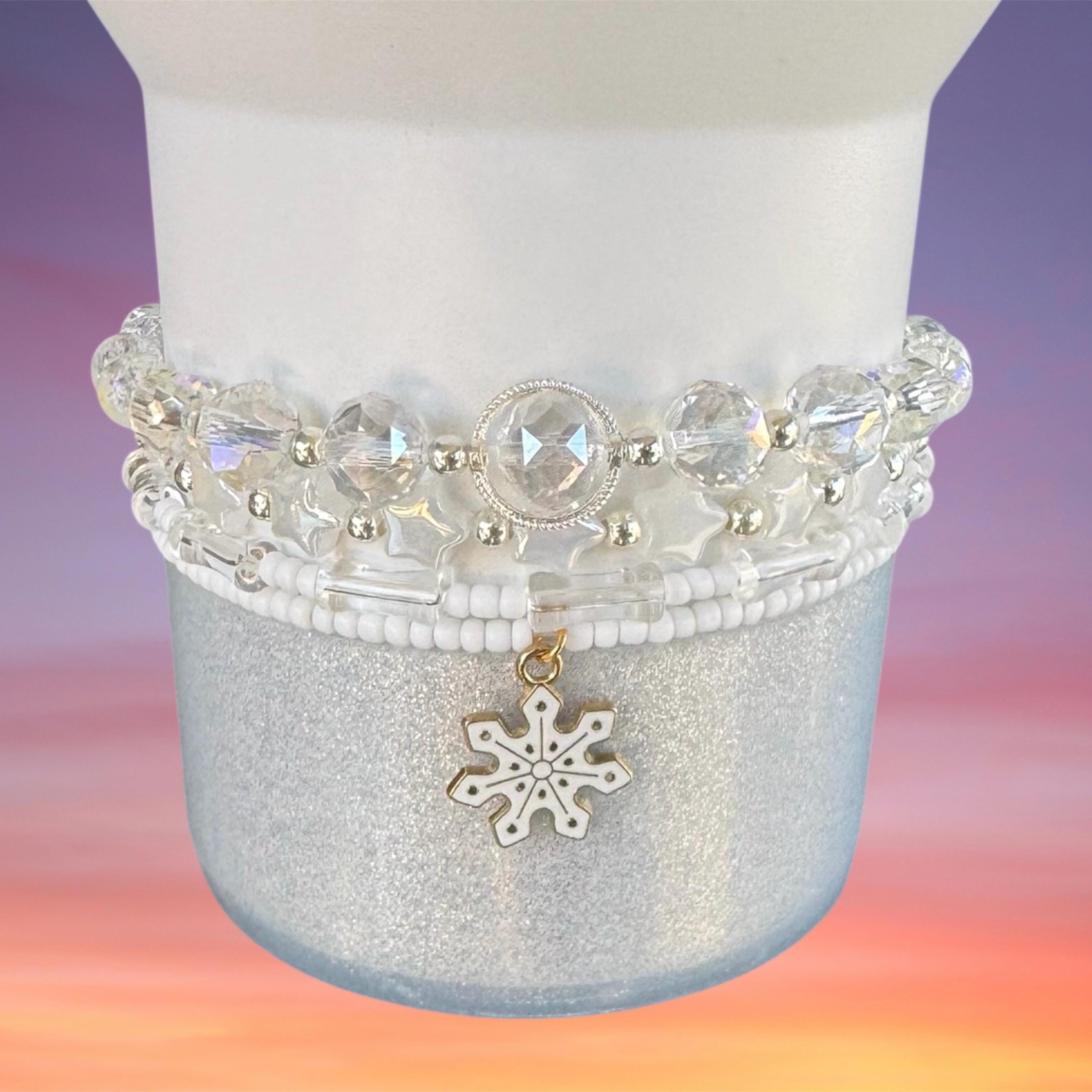 Tumbler Bracelet Stack, Winter Snowflake