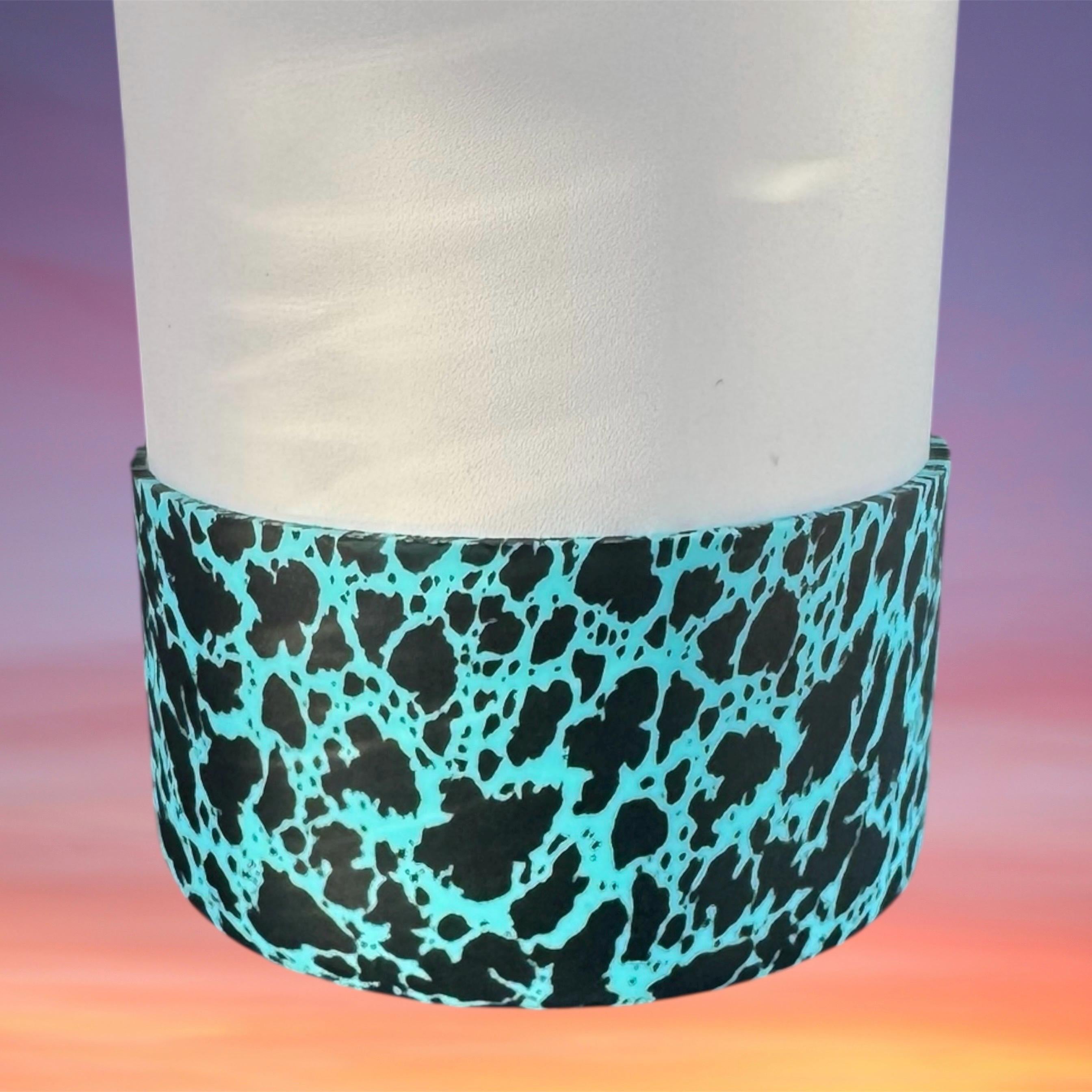 Teal Cow Print Tumbler Boot