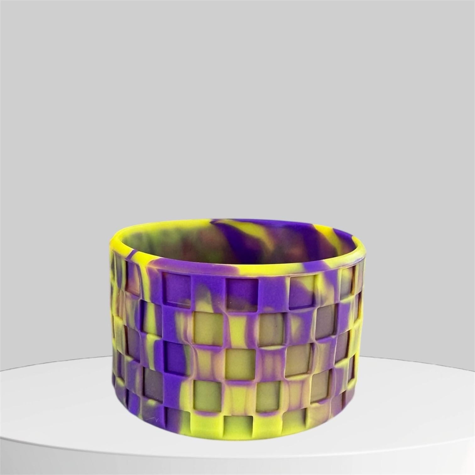 3D Checkers Tumbler Boot, Purple and Yellow Swirl
