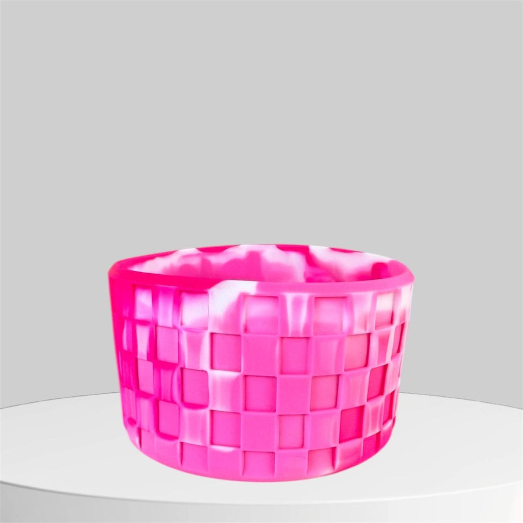 3D Checkers Tumbler Boot, Pink and White Swirl