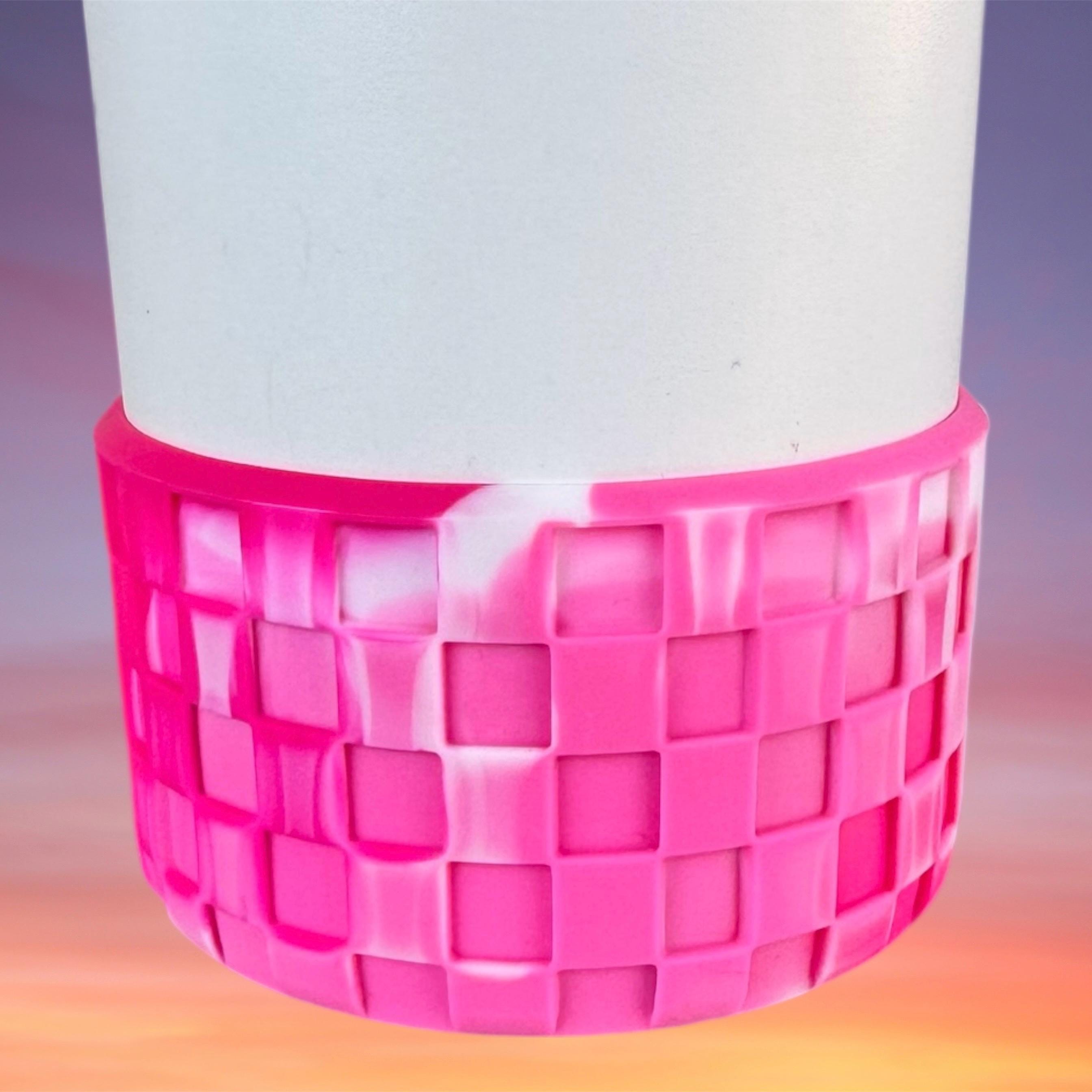 3D Checkers Tumbler Boot, Pink and White Swirl
