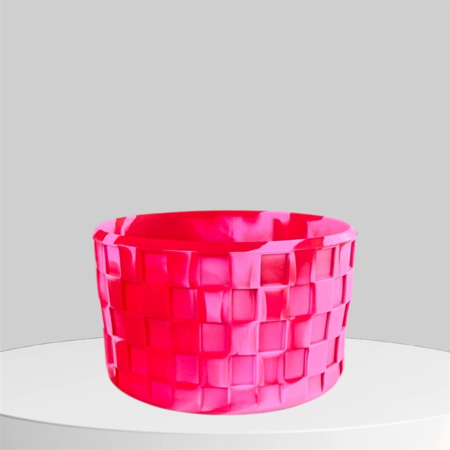 3D Checkers Tumbler Boot, Pink and Red Swirl