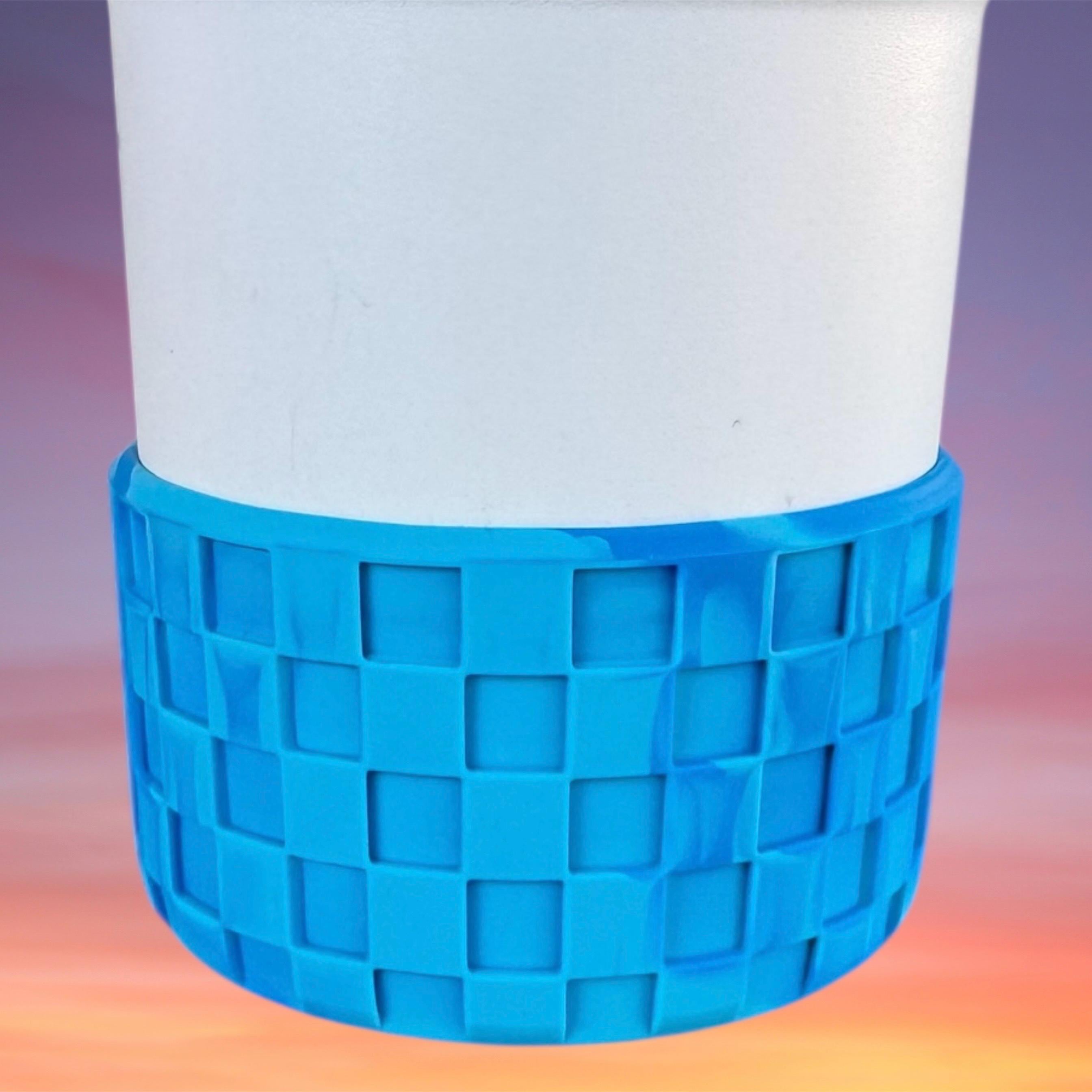 3D Checkers Tumbler Boot, Blue Swirl