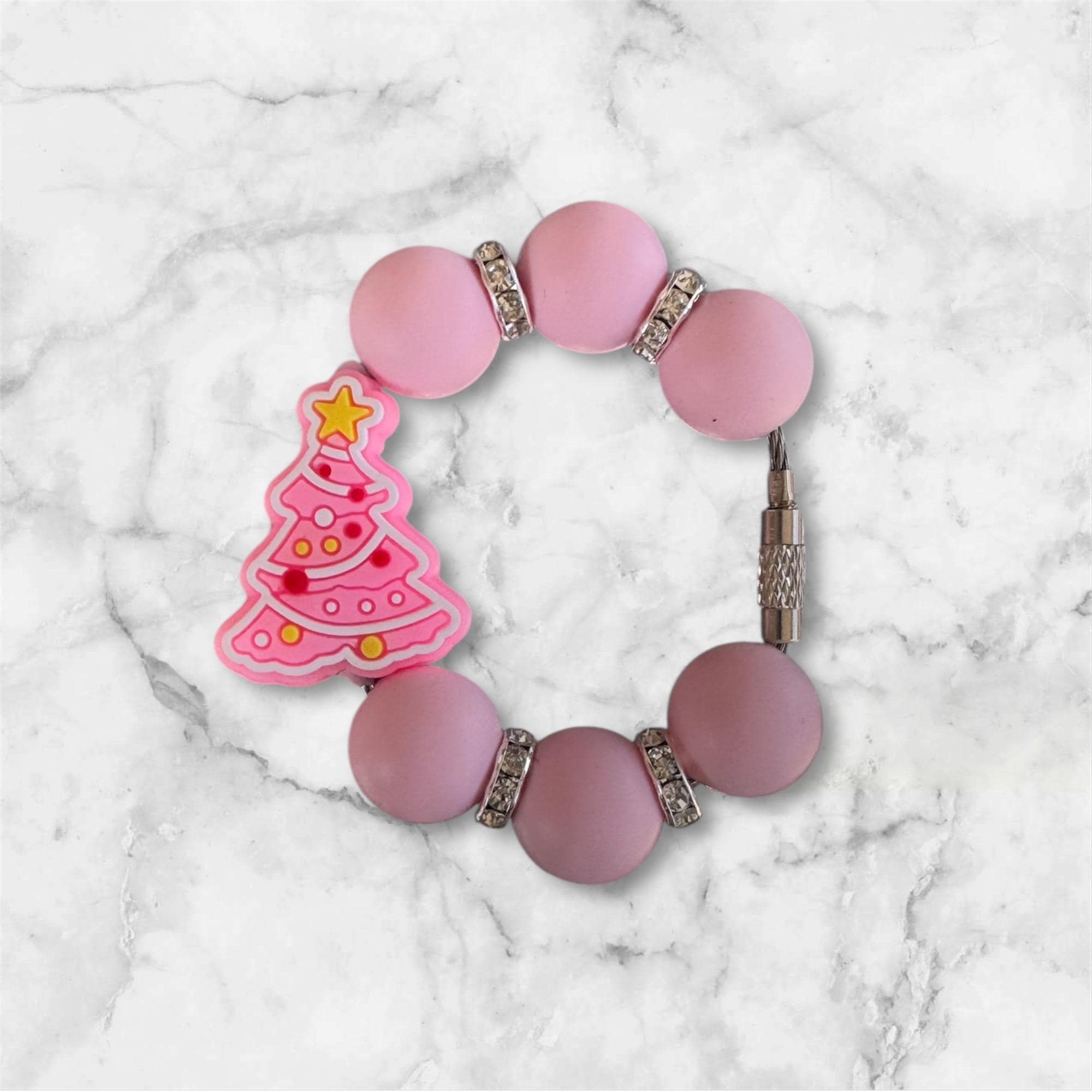 Handle Charm, Pink Christmas Tree