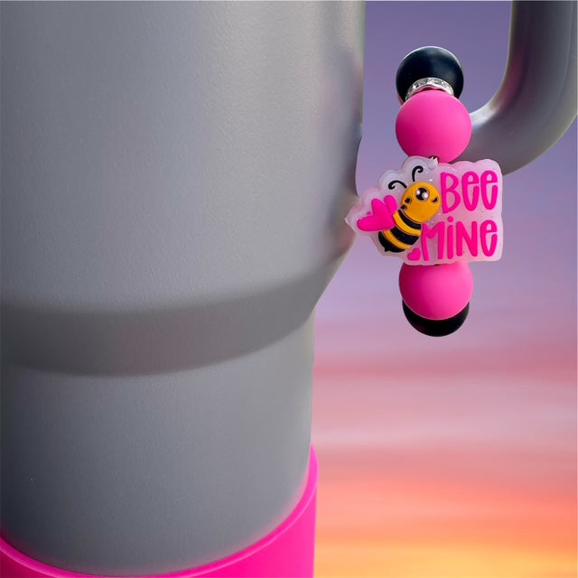 Handle Charm, Valentines Day, Pink and Black Bee Mine