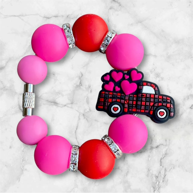 Handle Charm, Valentines Day, Pink and Red Truck