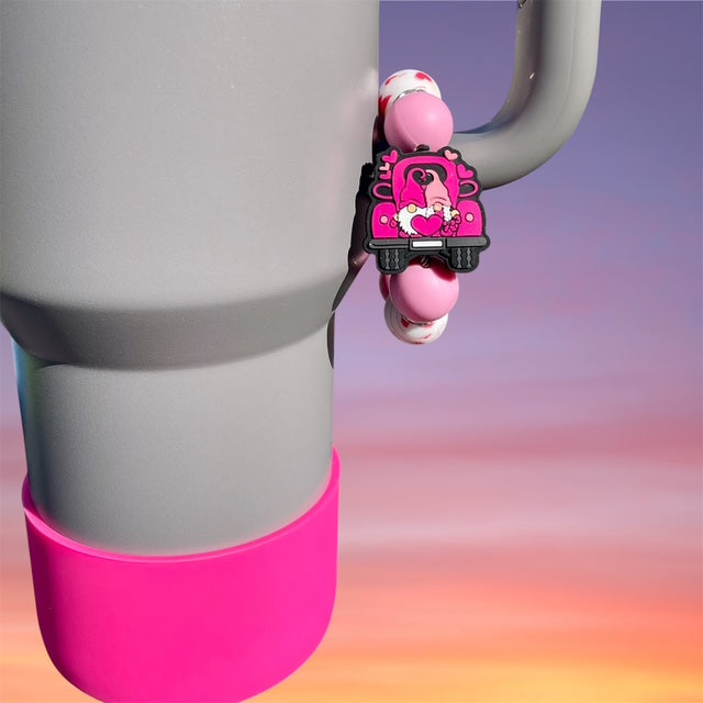 Handle Charm, Valentines Day, Pink Gnome's In Car