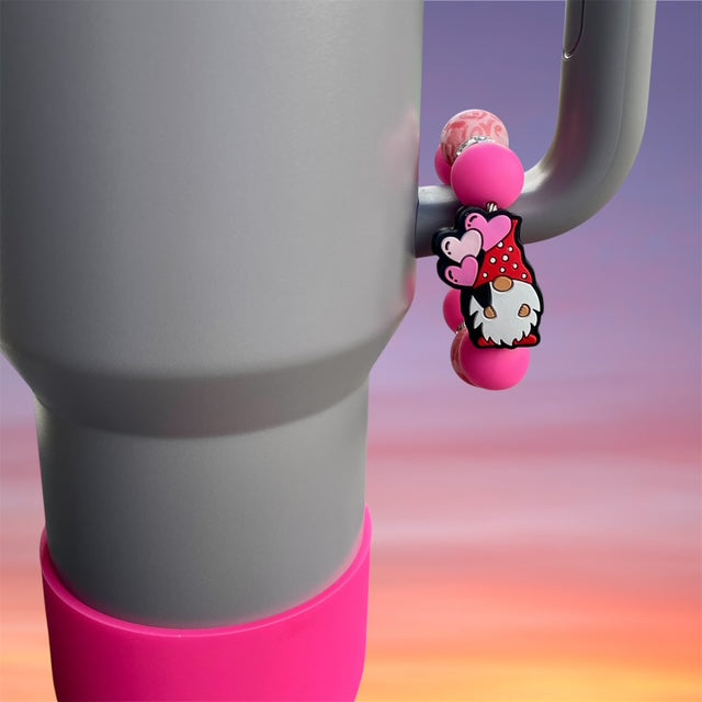 Handle Charm, Valentines Day, Pink and Red Gnome