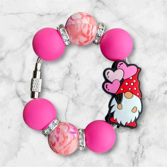 Handle Charm, Valentines Day, Pink and Red Gnome