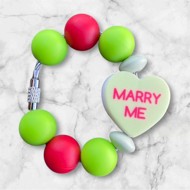 Handle Charm, Valentines Day, Green Conversation Heart