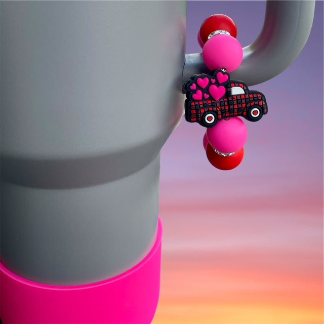 Handle Charm, Valentines Day, Pink and Red Truck