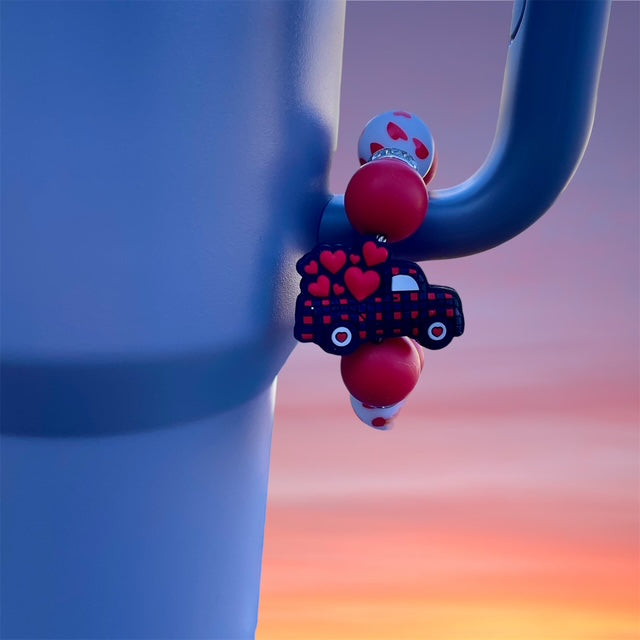 Handle Charm, Valentines Day, Red Truck and Hearts
